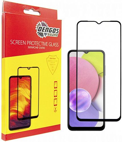 Купить Захисне скло Samsung A03 Core SM-A032 Black Full Glue Dengos (TGFG-200) в магазине vsesvit.shop